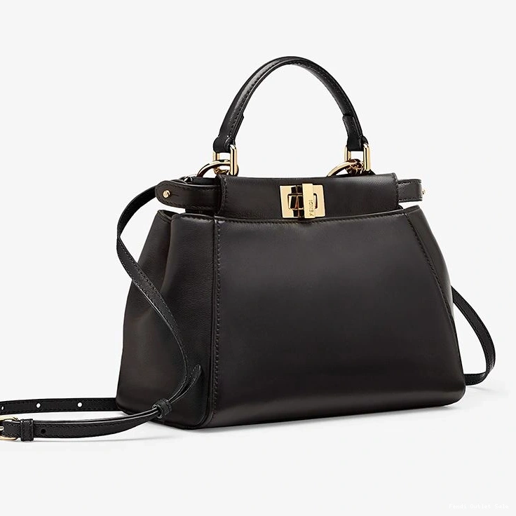 Affordable Fendi Nappa Iconic Peekaboo Black In Mini Leather Handbag 0811
